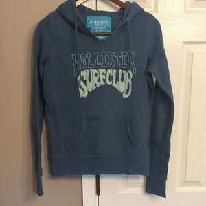 Y2K Hollister Dusty Blue Surf Club Surfs Up Hoodie Sweatshirt